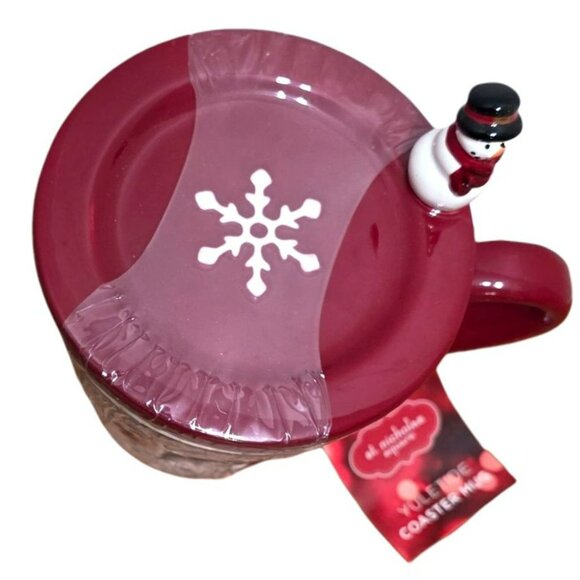 New Yuletide Snowman Mug Coaster Lid Holiday Cup Christmas Gift Warm Wishes Snow - Picture 3 of 10